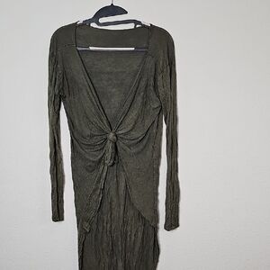 Unbranded Dark Green Lightweight Long Knotted Smock Cover Up Womens Small